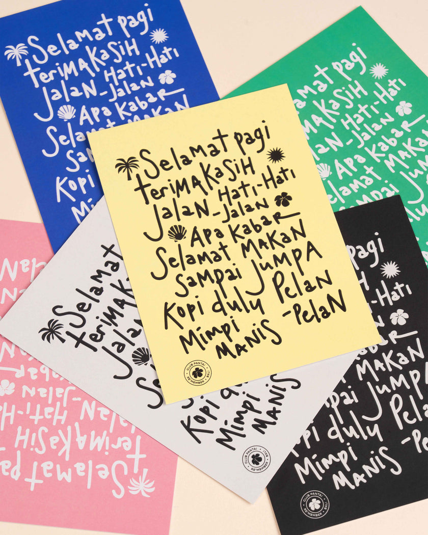 Bali Vocabulary Illustrated Postcard