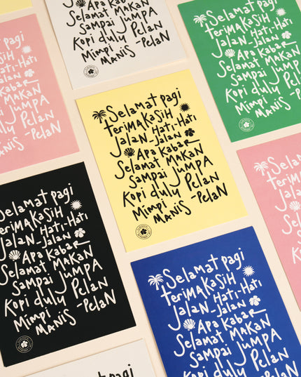 Bali Vocabulary Illustrated Postcard