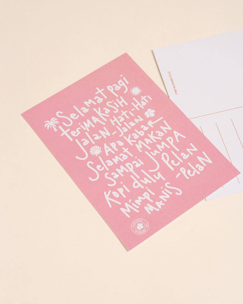 Bali Vocabulary Illustrated Postcard