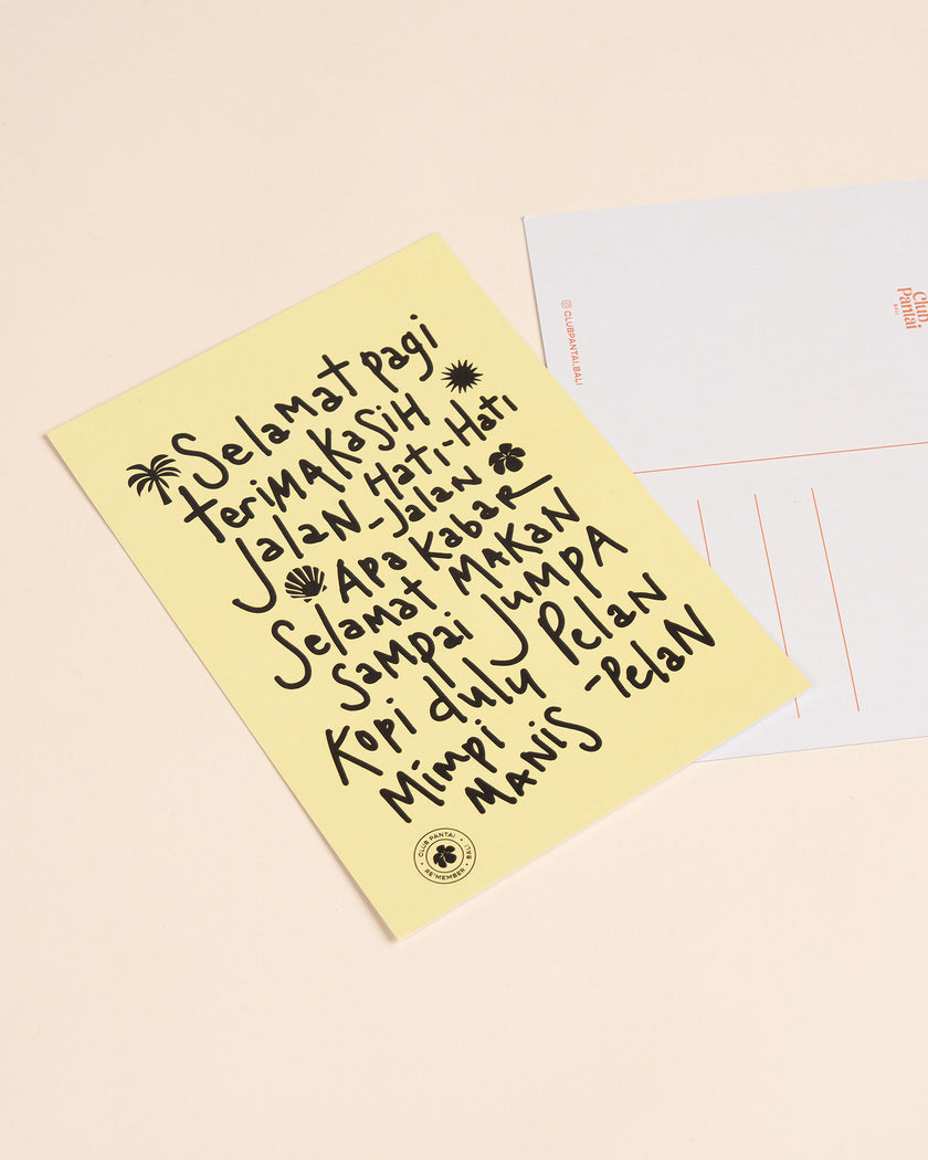 Bali Vocabulary Illustrated Postcard