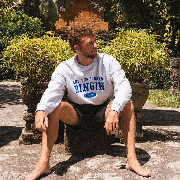 Club Pantai a sweatshirt with 'Let The Summer Bingin text.